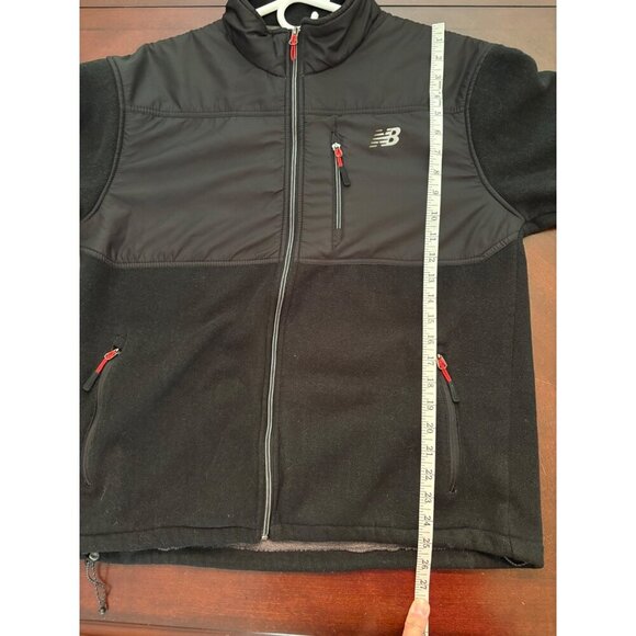 New Balance Men's Full Zip Fleece Jacket in Black/Red Size Medium - Picture 11 of 12